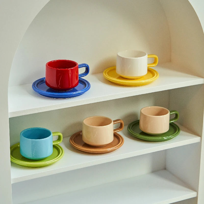 COLOURFUL_MUGS_WITH_TRAYS ON DISPLAY