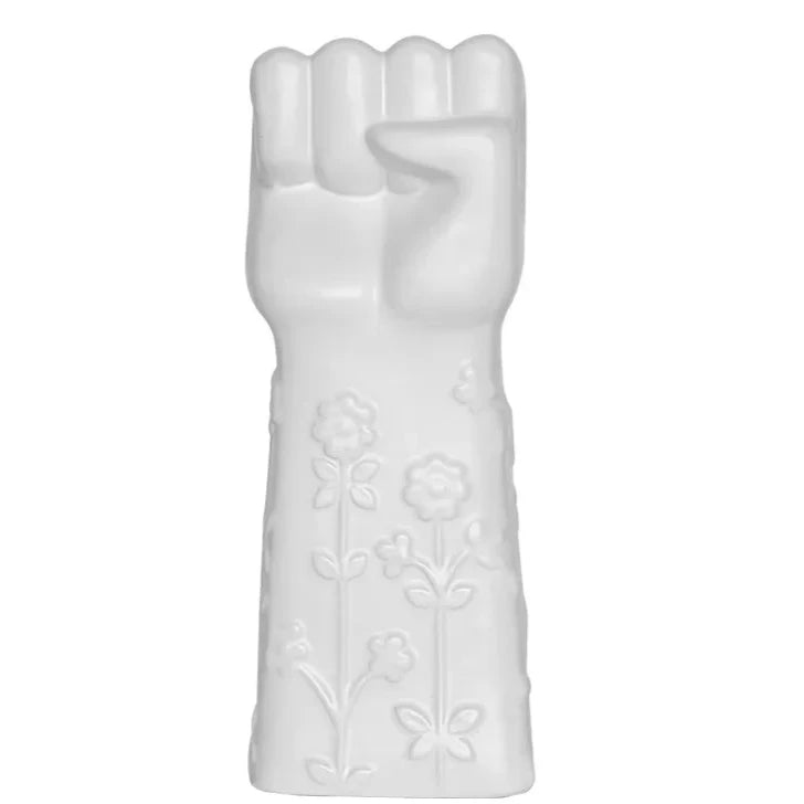 FIST WITH FLOWERS DESIGN VASE 