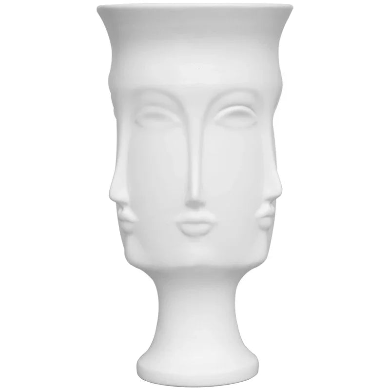 LONG WHITE FACE DESIGN VASE  