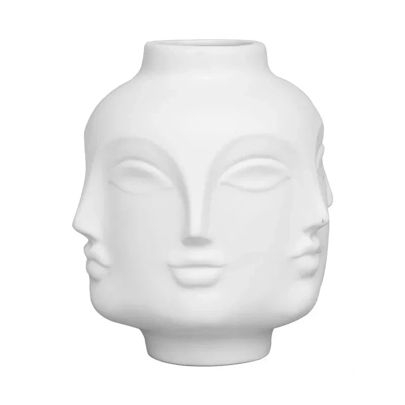 ROUND  WHITE FACE DESIGN VASE  