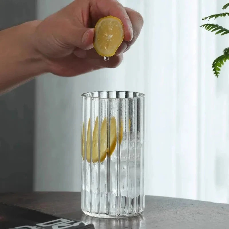 TEXTURED WAVY GLASS SOFT DRINK TUMBLER