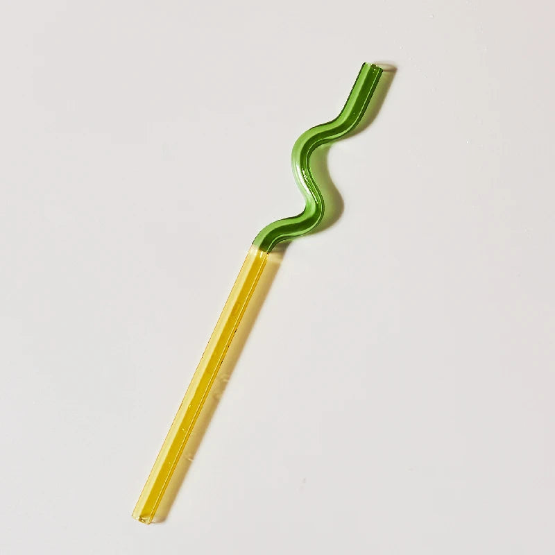 YELLOW-GREEN COLOUR STRAW WITH WAVY TOP